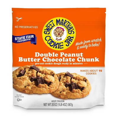 Sweet Martha&#39;s Double Peanut Butter Chocolate Chunk Frozen Cookie Dough - 20oz