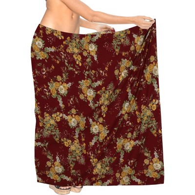LA LEELA Women's Bikini Skirt Sarong Swimwear Swim Cover Up Summer Wraps Swimsuit Beach Wrap Coverups for Women Beachwear One Size Brown,Leaf