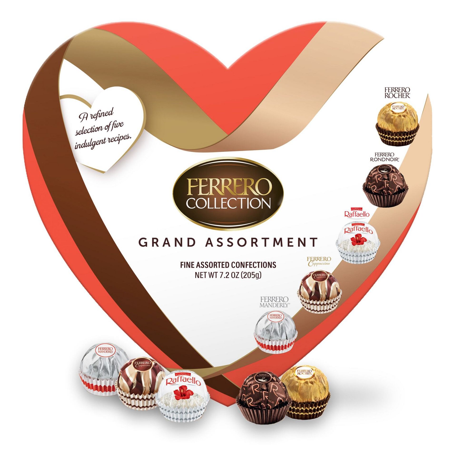 Ferrero Collection Premium Dark Hazelnut Milk Chocolate and Coconut Valentine’s Day Heart Gift Box - 7.2oz