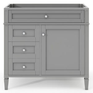 36'' Bathroom Vanity With 2 Drawers 1 Tip-out Drawer Modern Minimalist Style Bathroom Storage Cabinet Solid Wood Frame Vanity - 1 of 4