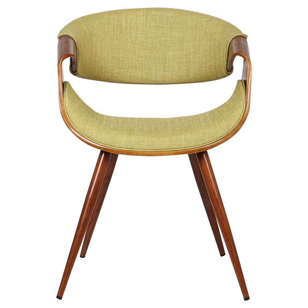 Photos - Dining Table Butterfly Mid-Century Modern Dining Chair Green - Armen Living: Upholstered Walnut Legs, Polyester