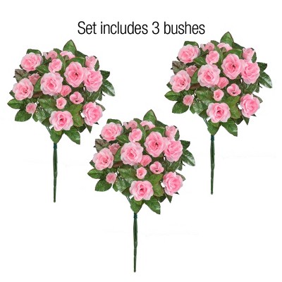 Pink Plastic Rose Topiary Bushes for Outdoor Summer Decor