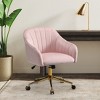 WestinTrends Phoebe Upholstered Velvet Swivel Vanity Office Chair With Wheels - 2 of 4