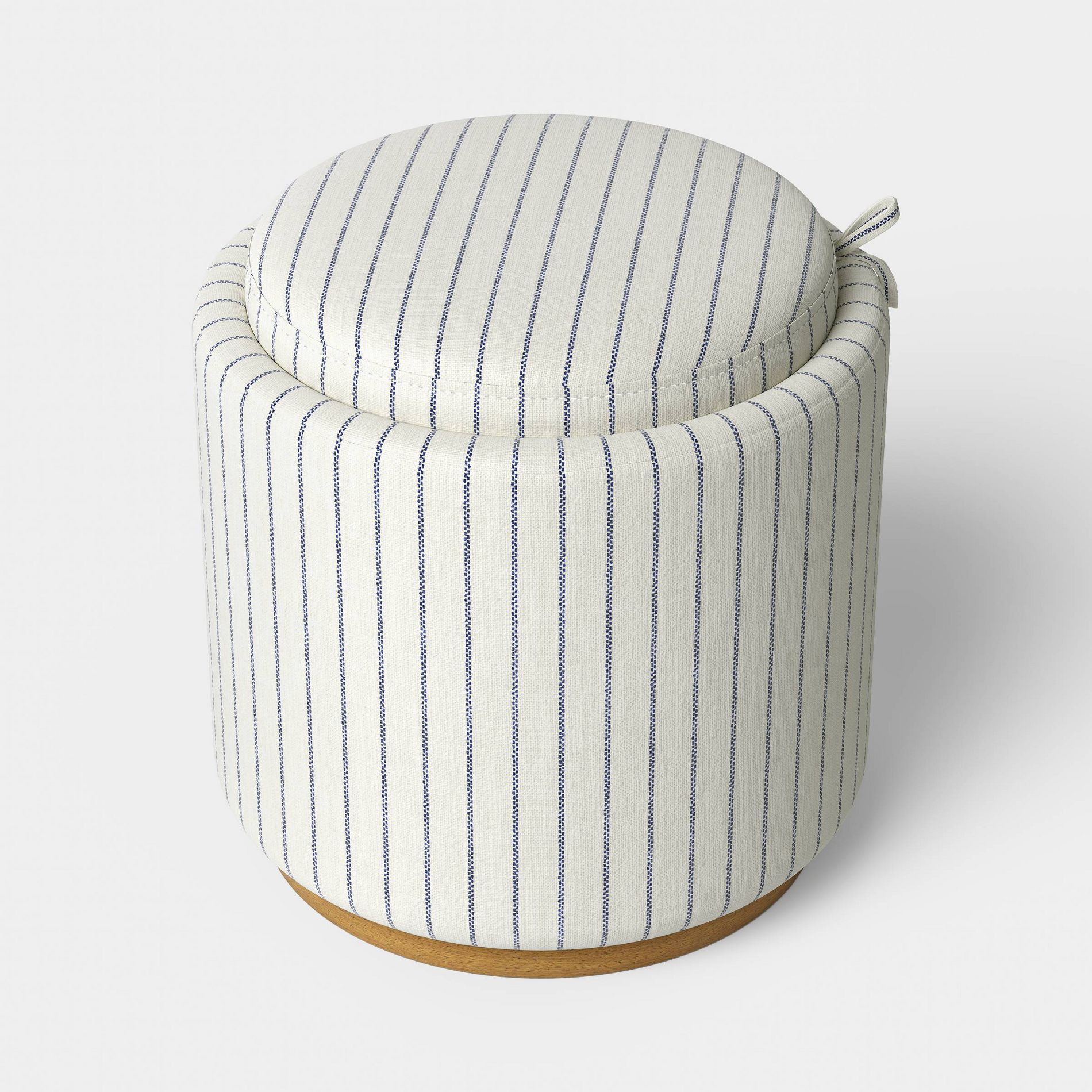 Dorm Round Upholstered Storage Ottoman Navy Stripes - Room Essentials™