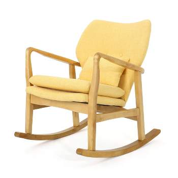 Benny Mid Century Modern Fabric Rocking Chair Muted Yellow - Christopher Knight Home