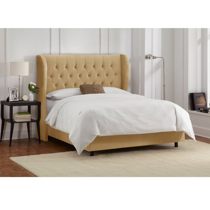 Skyline Furniture Tufted Velvet Upholstered Wingback Bed, 3 of 10