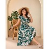 YESFASHION Plus Size Summer Dress for Women Ruffle Sleeveless V Neck Button Down Casual Wedding A Line Maxi Dresses with Pockets - 3 of 4