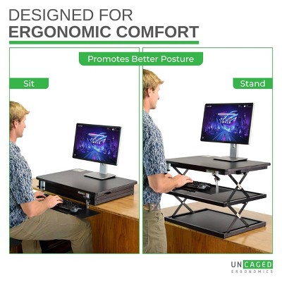 Tall Adjustable Black Steel Standing Desk Converter