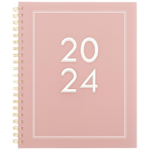 Sugar Paper Essentials 2024 Planner 11x9.5 Weekly/Monthly Frosted Pink
