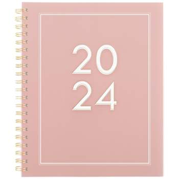 Sugar Paper Essentials 2024 Planner 11"x9.5" Weekly/Monthly Frosted Pink