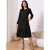 INSPIRE CHIC Women's Fall Long Sleeve Round Neck Tiered Casual Knit A-Line Midi Dress with Pockets - 2 of 4