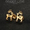 Reindeer Earrings for Women Gold Tone Stainless Steel Stud Butterfly Back by Ginger Lyne - 2 of 4