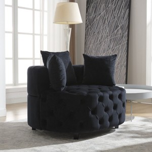 CAVINAS 36.6" Sofa Chair Accent Chair Modern Velvet Upholstered Sofa Couch Classical Barrel Chair with 3 Throw Pillows for Living Room - 1 of 4