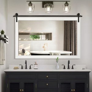 Beautyolove Rectangle Wood Framed Accent Wall Mirror - 1 of 4