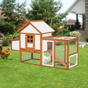 Garvee Chicken Coop for 4-7 Chickens with Nesting Box and Removable Tray, Large Hen Coop Weatherproof Outdoor with Ramp Run and Resting Area - 1 of 4