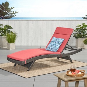 Christopher Knight Home Salem Outdoor Wicker Armless Adjustable Chaise Lounge with Cushion - 1 of 4