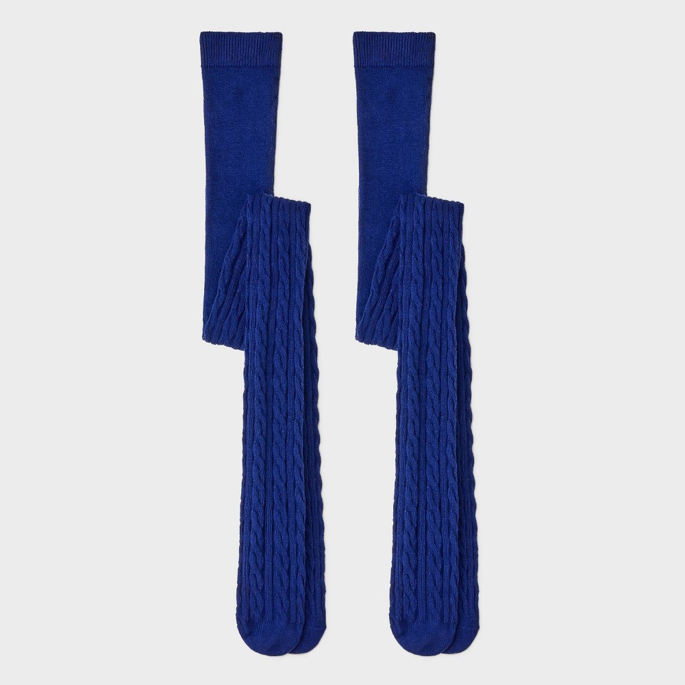Girls' 2pk Cotton Tights - Cat & Jack™ Blue M