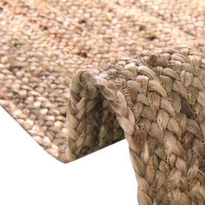 Handmade Round Braided White and Brown Rug - Stain-resistant and Easy Care