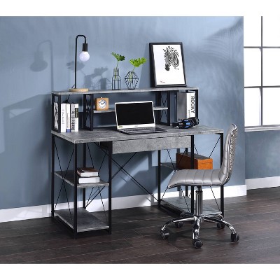 HomeStock Mission Desk with Drawer and Charger White