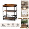 32.6'' Tall Industrial Style Rolling Kitchen Island Wine Cart with Black Finished, Fir Wood Mobile Metal Wine Bar Cart with Glass Rack - 3 of 4