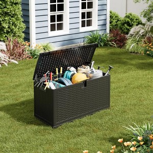 Deck Box, Weatherproof Outdoor Storage Box, Lockable Outdoor Storage Bin for Patio Cushions, Garden Tools, Pool Supplies, Package Delivery - 1 of 4