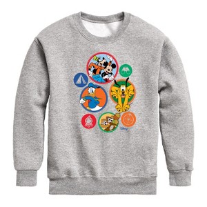 Boys' - Disney - Mickey Patches Graphic Long Sleeve Fleece Sweatshirt - 1 of 4