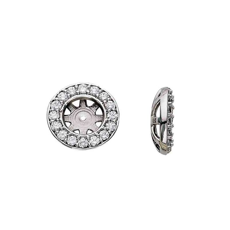 Pompeii3 3/4ct Halo Diamond Studs Earring Jackets White Gold (6-6.5mm), 2 of 5