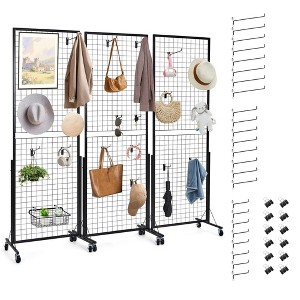 Grid Wall Panel Display Stand 2/3 Pack, 2' x 5.6' Heavy-Duty Movable Gridwall with Base - 1 of 4
