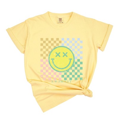 Simply Sage Market S.W.Smiley Four Square Smiley Face Garment Dyed Tee
