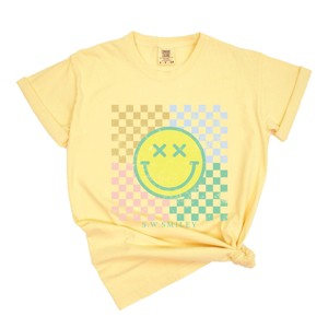 Simply Sage Market S.W.Smiley Four Square Smiley Face Garment Dyed Tee - 1 of 4