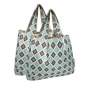 Wrapables Medium Foldable Tote Nylon Reusable Grocery Bags, Set of 2 - 1 of 4