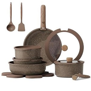 Aoibox 17-Piece Nonstick Cookware Set with Detachable Handles, Oven Safe, Induction Compatible, Includes Saucepans, Frying Pans, Saute Pan&Accessories - 1 of 4