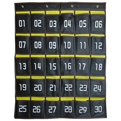 Kore Design Hanging Cell Phone Pocket Storage Classroom Organizer, 30-Pockets, Black/Yellow