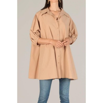 Women's Poplin Puff Sleeve Button Down Tunic - P.CILL