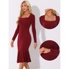 Allegra K Women's Square Neck Long Sleeve Party Club Bodycon Dress - 2 of 4