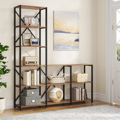 Hommoo 9-shelf Bookshelf, Industrial Ladder Corner Bookcase : Target