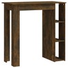 vidaXL Bar Table with Shelf Smoked Oak 40.2"x19.7"x40.7" Engineered Wood - 2 of 4