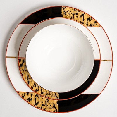Ozarke Tigress Golden Black Plates Set - Multicolor