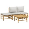 vidaXL 4-Piece Bamboo Outdoor Lounge Set in Light Gray, Comes with Comfortable Cushions, a Sturdy Table and is Ideal for Your Patio or Garden - 3 of 4