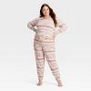 Women's "Let it Snow" Fair Isle Cozy Knit Long Sleeve Henley Holiday Matching Family Pajama Shirt - Wondershop™ Cream - 3 of 4