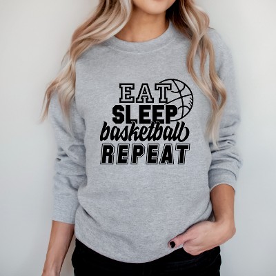 Simply Sage Market Women's Graphic Sweatshirt Eat Basketball Sleep Repeat With Ball