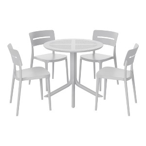 WestinTrends Playa Modern 5-Piece Resin Round Patio Dining Table Set with Stackable Patio Dining Chairs - 1 of 4