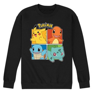 Men's - Pokémon - Pikachu And Starters Squares Graphic Fleece Sweatshirt - 1 of 4