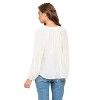 August Sky Women's Long Sleeve Peasant Woven Top - 2 of 4