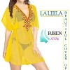 HAPPY BAY women's Vacation Casual Swim Holiday Beachwear Summer Beach Dress Loose Swimming Bathing Suit Cover Ups 2X-3X Yellow Solid - 4 of 4