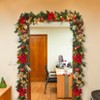 6 Feet Pre-Lit Christmas Garland With 20 Lights Faux Flower Balls Pine Cones Bow Gold Branches for Mantel Table Porch - 3 of 4