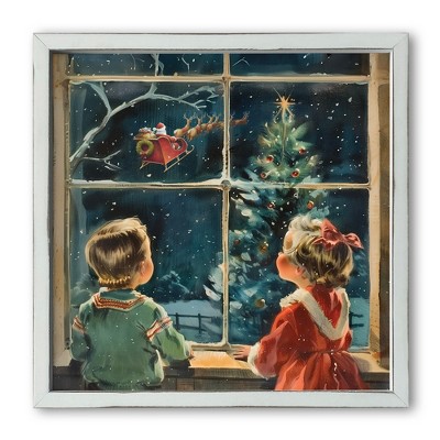 Creative Products Vintage Christmas Window Scene 16 x 16 White Framed Print