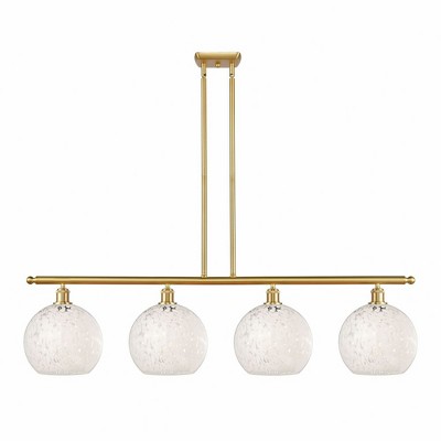 White Mouchette - 4 Light Stem Hung Island In Modern Style-12.25 Inches Tall and 48.25 Inches Wide