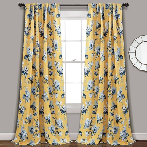 Ivana Floral Light Filtering Window Curtain Panel Set