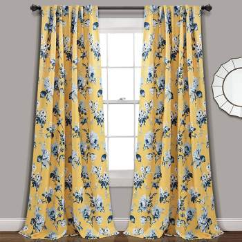Set of 2 Tania Floral Light Filtering Window Curtain Panels - Lush Décor